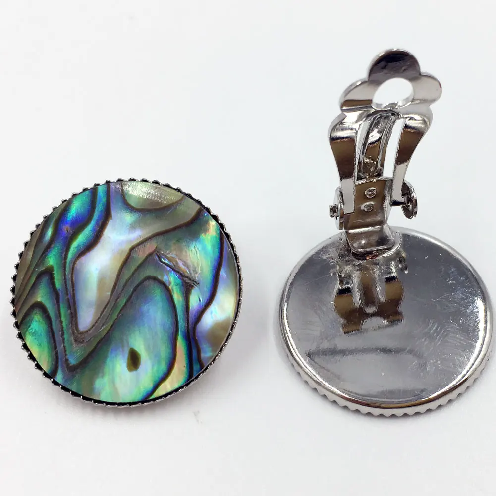 Abalone Shell Lapis Lazuli Tiger Eye Opal Aventurine Malachite Howlite Crystal Blue Sand Goldstone Women Clip Earrings WB656b