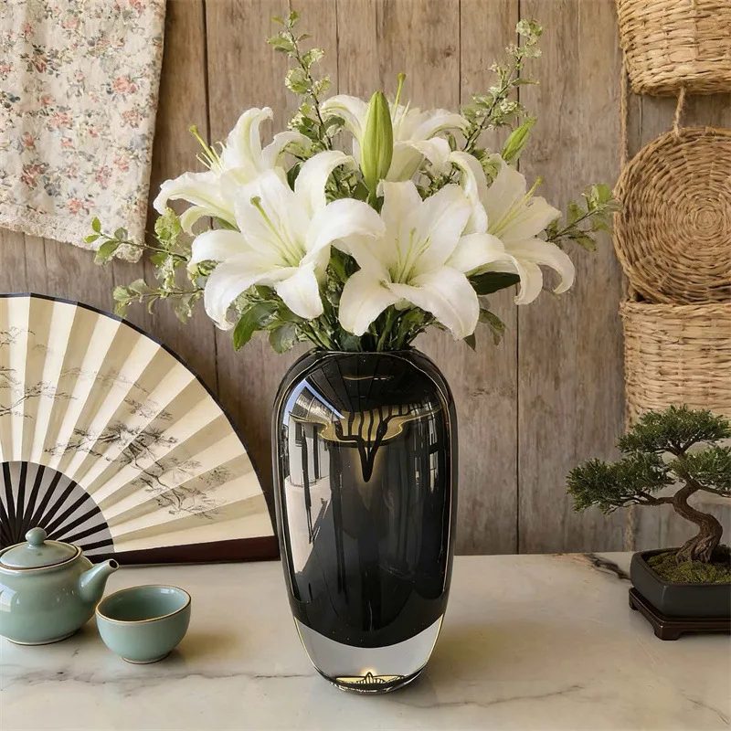 Smoke Gray Glass Vase, Hydroponic Vase, Home Decoration, Living Room Flower Arrangement, Aromatherapy Bottle, Glass Container