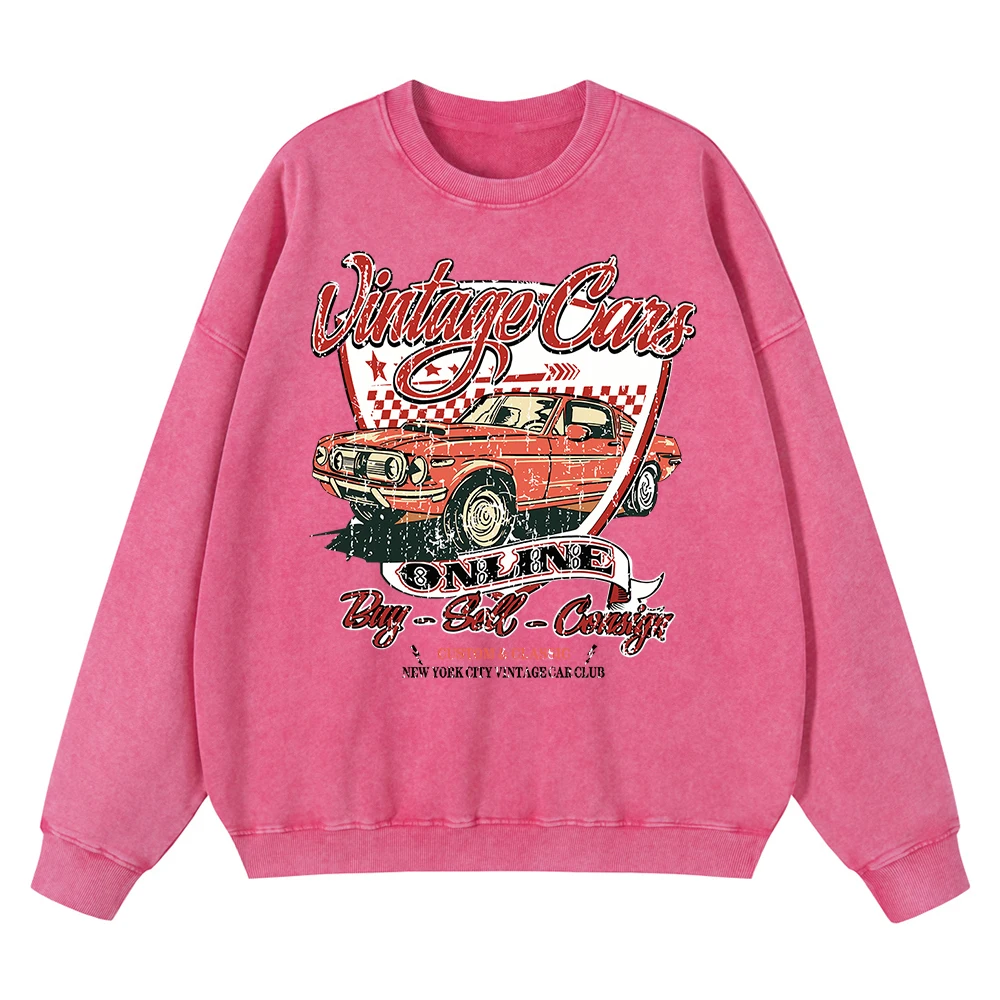 Vintage Distressed Washing Vintage Cars Online Bug-Sell-Consign Hoodies Men Hoody Cotton Loose Hoodie Oversize Warm Sweatshirt