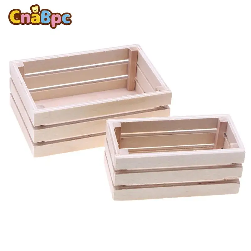

1:12 Dollhouse Miniature Wooden Storage Basket Food Drink Storage Basket Plant Pot Model DollHouse Home Garden Decor Accessories