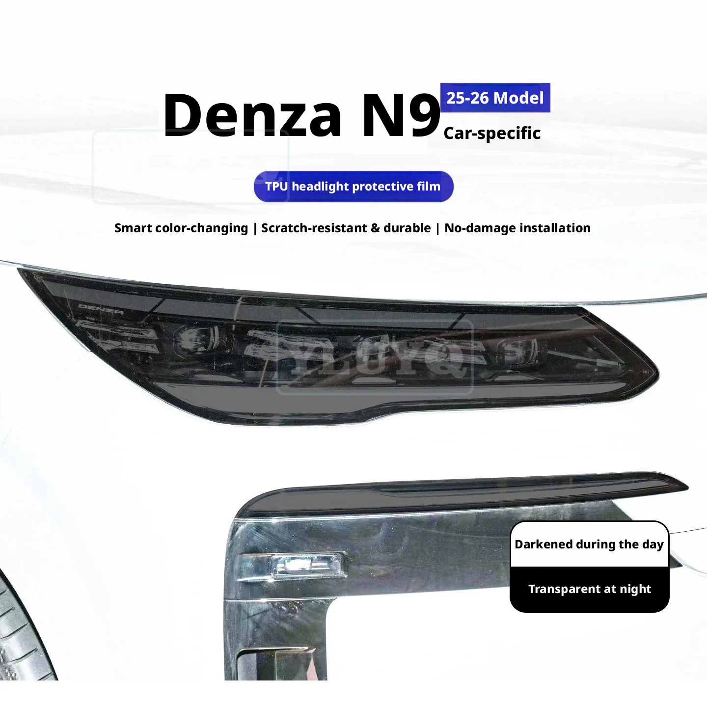 

For Denza N9 Light-Control Color-Changing Headlight Film, Front and Rear Light Film, TPU Taillight Film, Car Stickers