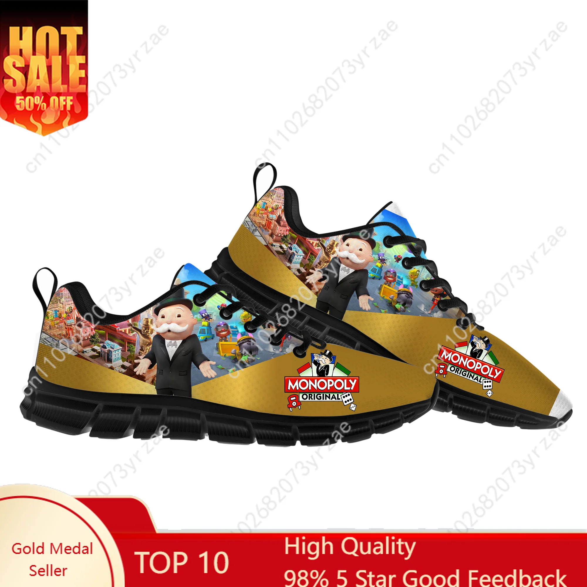 

Monopoly Go! Lace Mesh Shoes Flat Sneaker Mens Womens Sports Shoe High Quality Personalized Fashion Sport Sneakers Custom Footwe