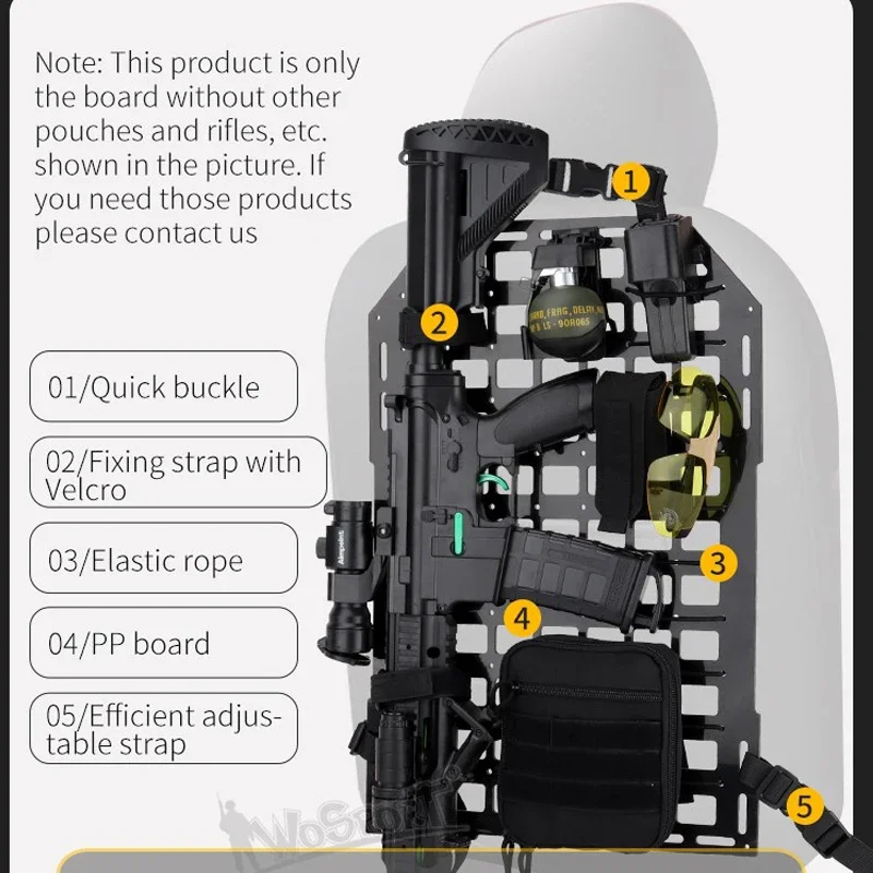 Tactical Car Backseat Organizer Hunting MOLLE Vehicle Seat Back Portable Load Installation Equipment PP Board Insert Panel