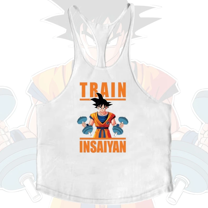 Мужской тренировочный жилет-стрингер, спортивный крой, быстросохнущий, подходит для подъема, принт Dragon Ball, идеально подходит для впитывания пот