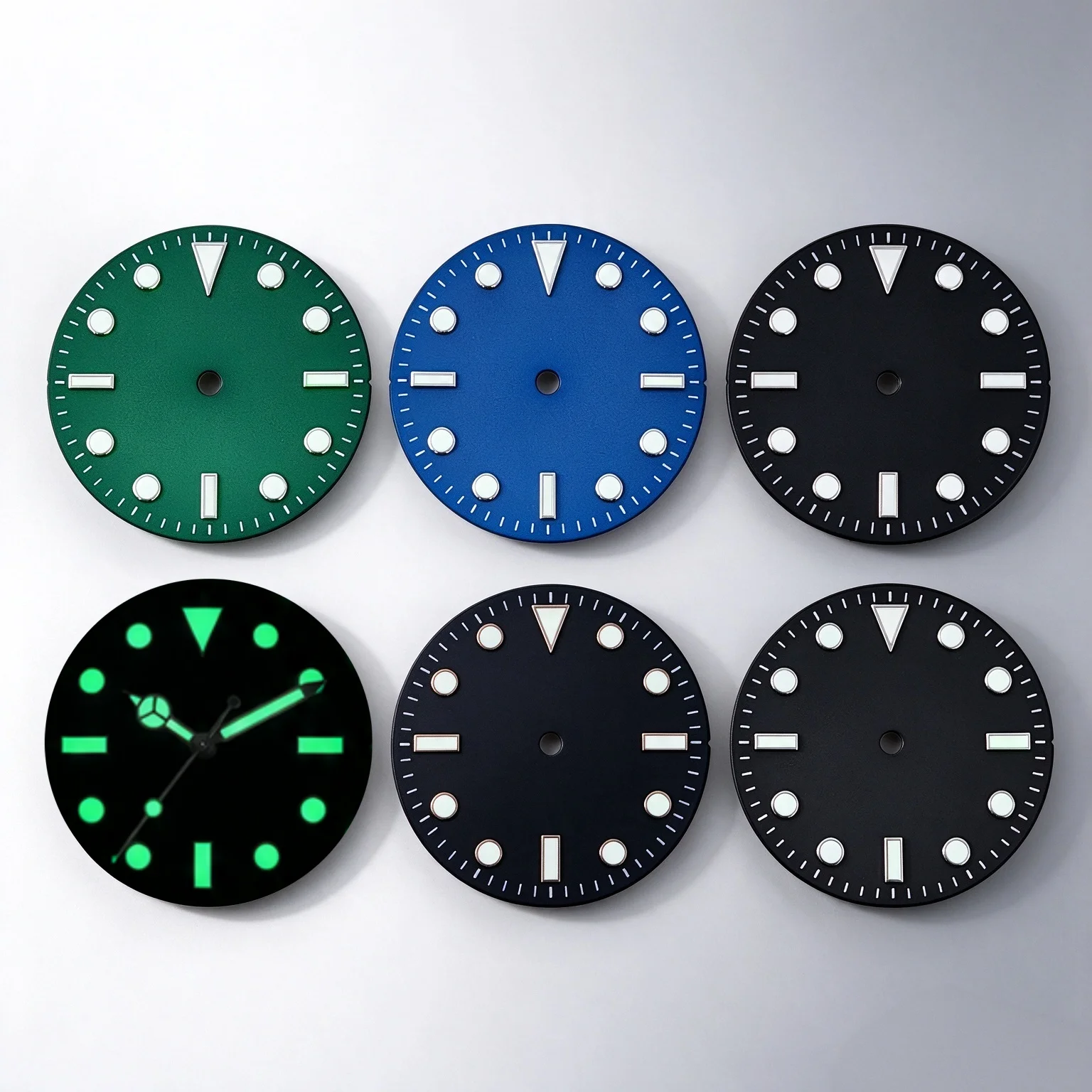 29mm Blank Green Blue Black Watch Dial No Date Fit NH35 NH36 NH38 ETA2824 PT5000 Miyota8215 Diver Men Watch Parts Luminous Marks
