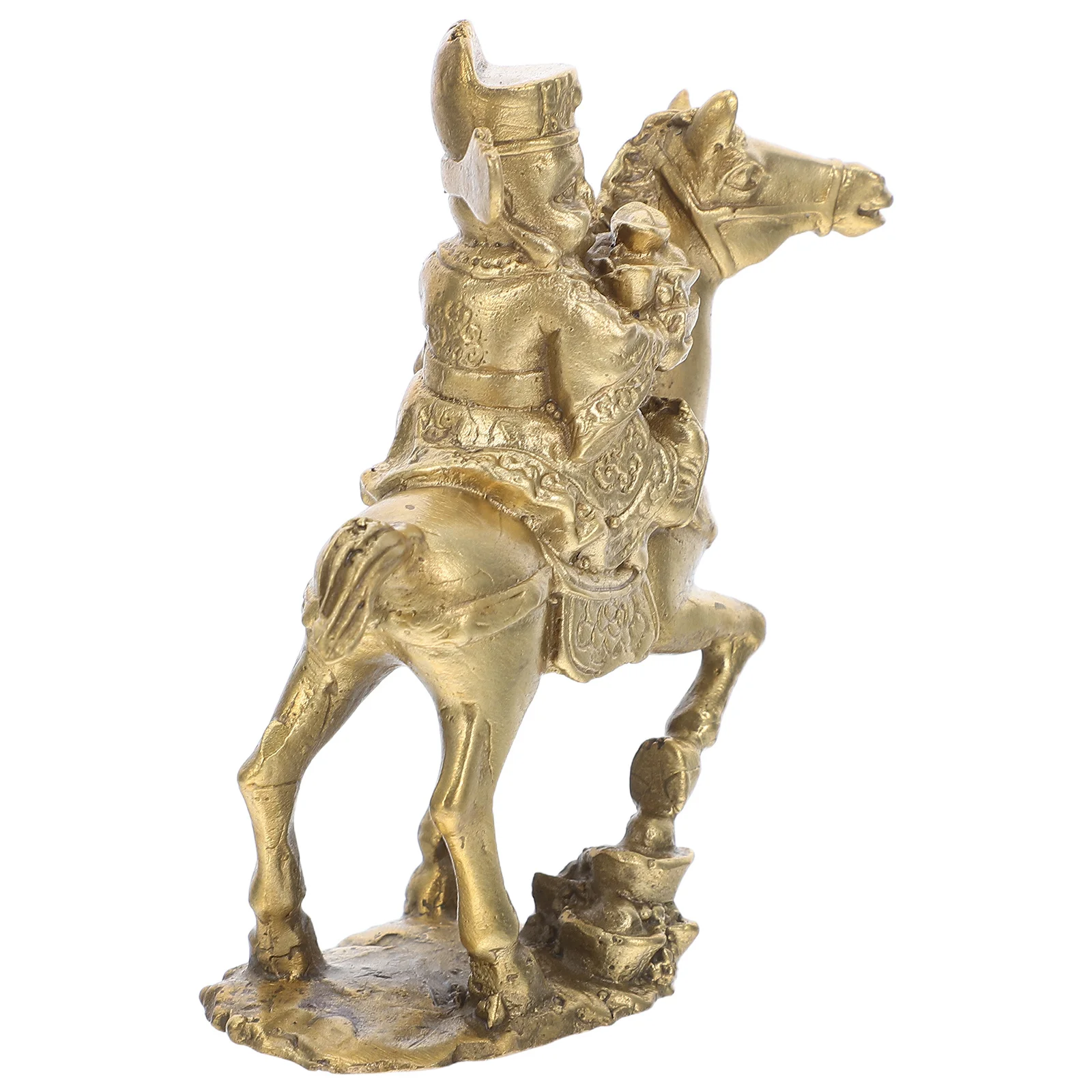 

Elegant Brass Cai Shen Riding Horse Statue for Feng Shui Enhancement Prosperity Home Decor Chinese New Year Gift Idea