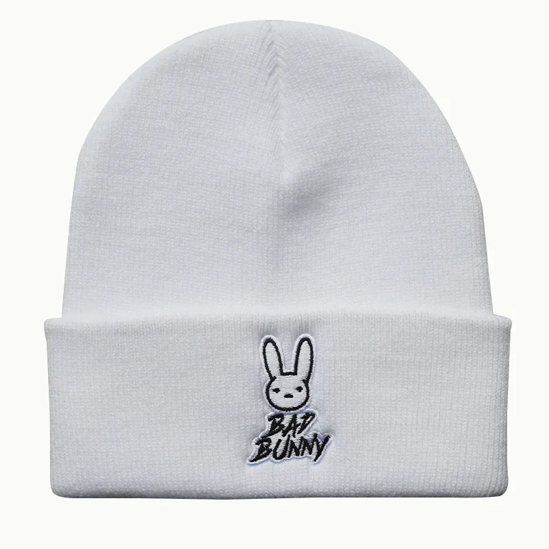 2024 New Y2K Hot Sell Men\'s And Women\'s Fall And Winter Fashion Bad Bunny Embroidered Knitted Hat Sleeve Warm Hip Hop Woolen Hat