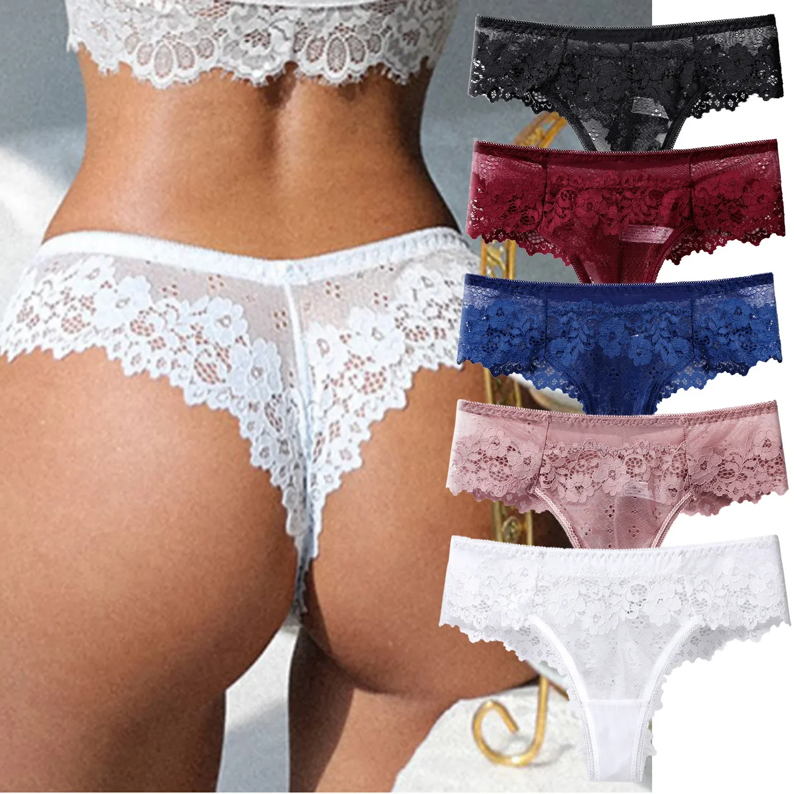 

Women Japanese Panty Low-Waist Thongs Lace G-String T-Back Briefs Japanese Panties Adjustable Ladies Panties Sexy Lingerie