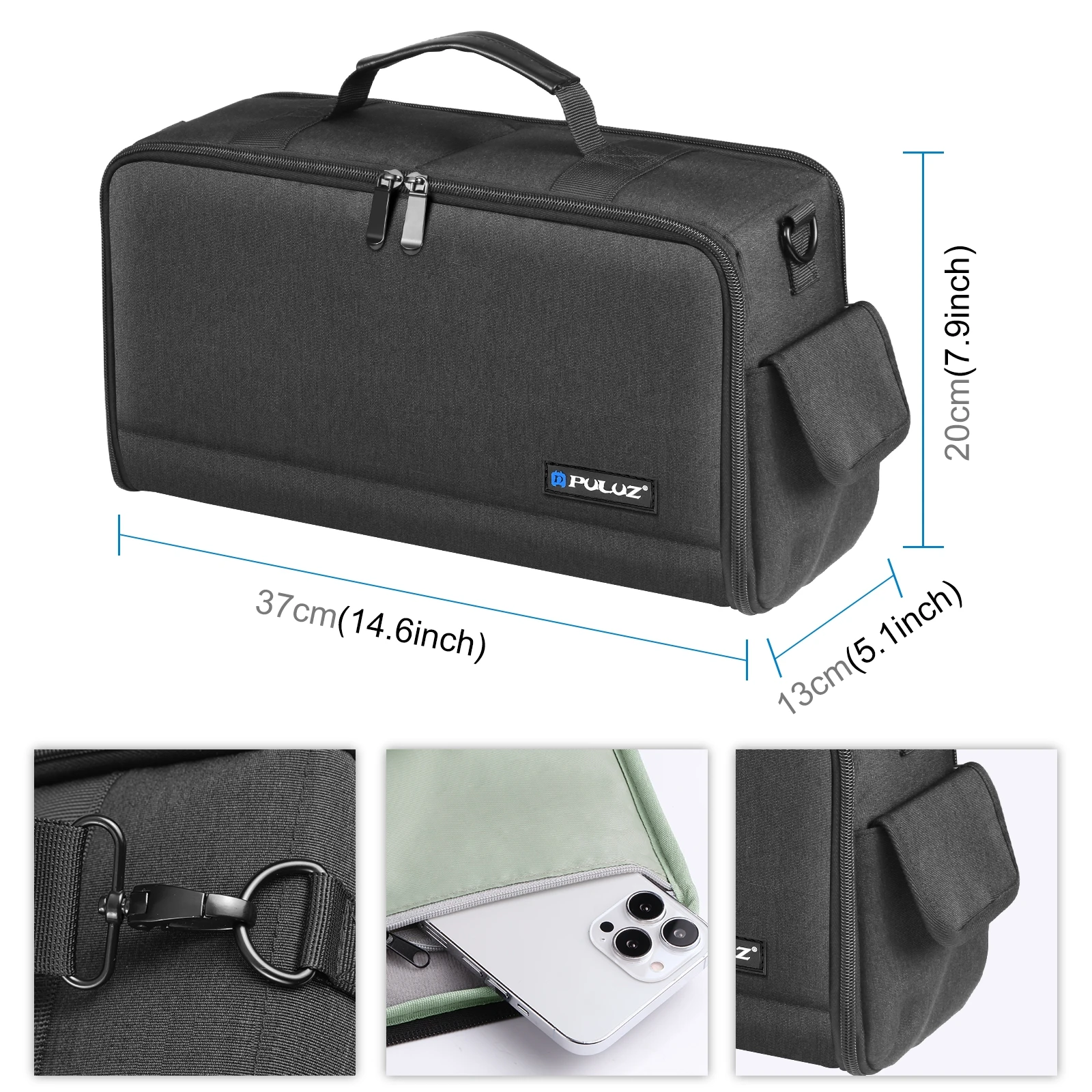 PULUZ DSLR Camera & Lens Shoulder Bag For Nikon Sony Canon Photography Equipment Water-resistant Shoulder Bag For Outdoor Travel