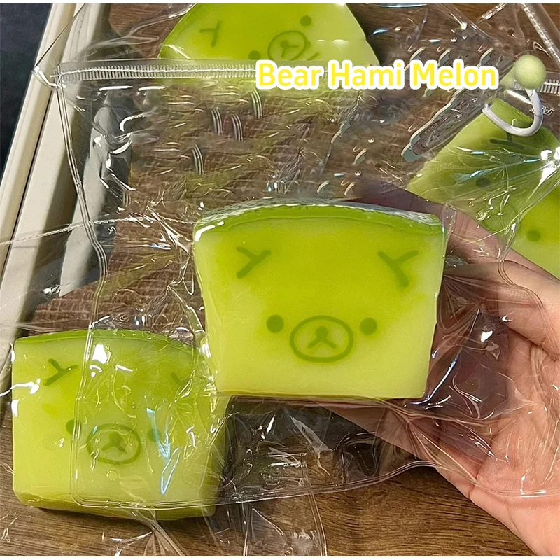 Green Bear Melon Sticky Toy Decompression And Kneading Of Handmade Fruit Pieces Relaxed Bear Honeydew Melon  Decoration Gift