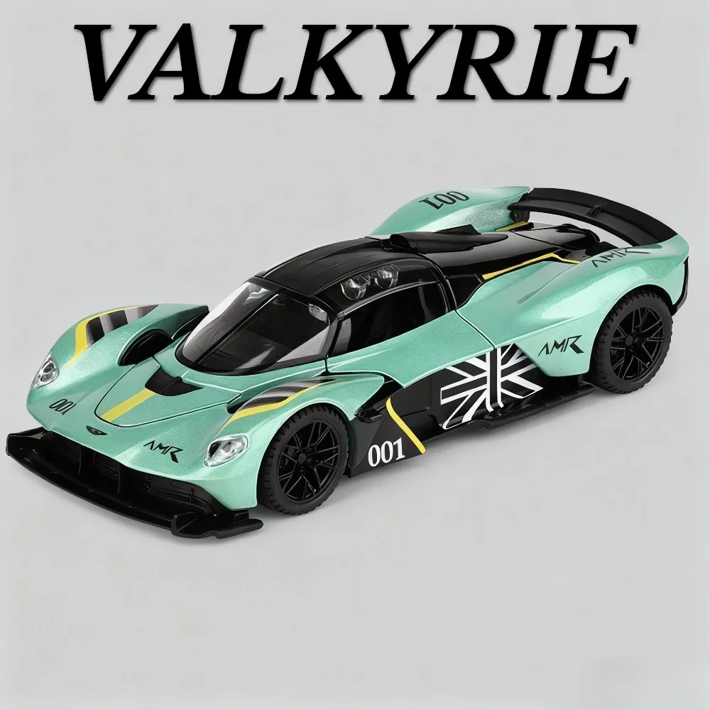 Valkyrie DB12 – voiture de sport en alliage moulé sous pression, son et lumière, portes de supercar ouvertes, jouets à tirer, Collection de cadeaux pour enfants, 1:32