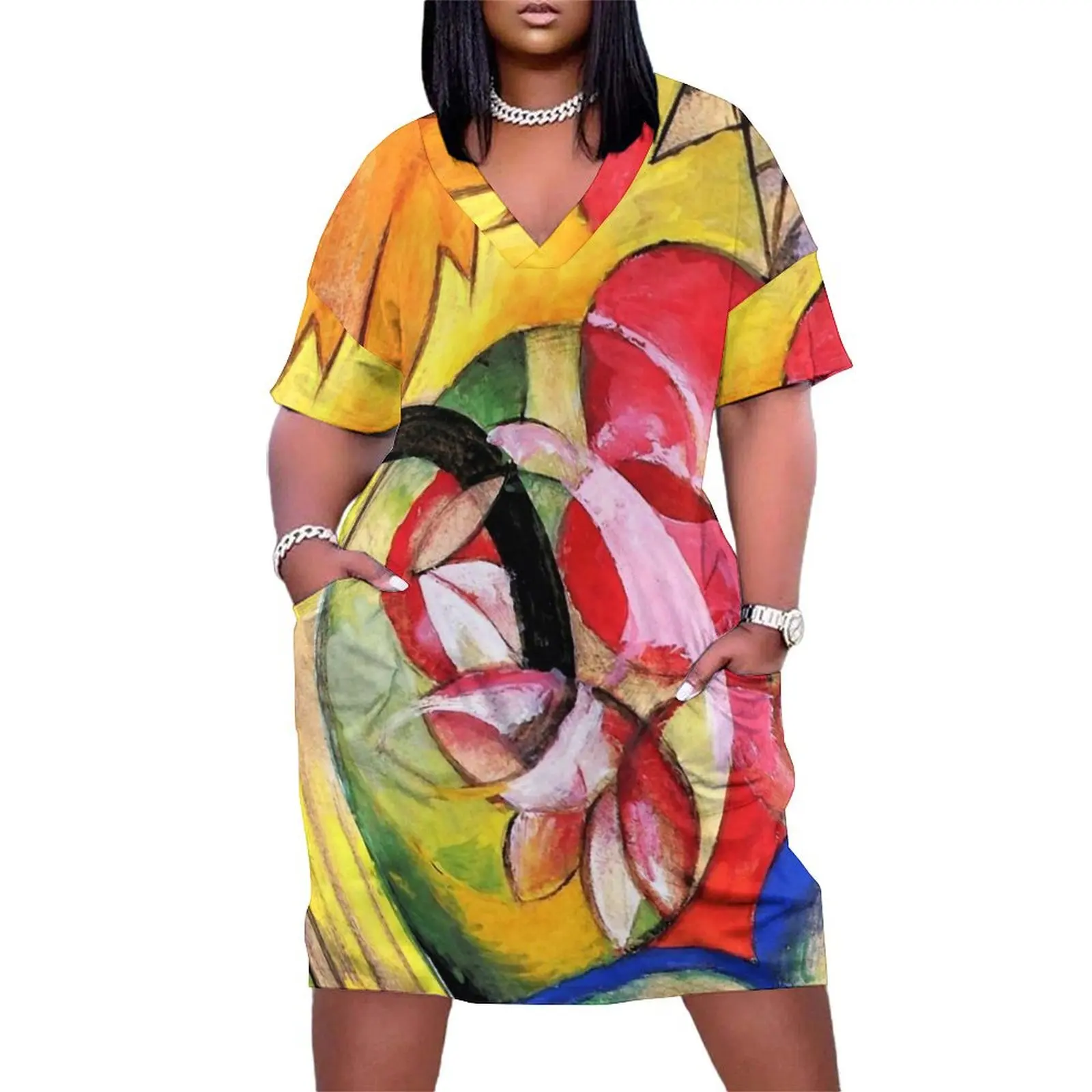 Franz Marc Abstract Flowers Loose Pocket Dress Party dresses Women's summer dresses