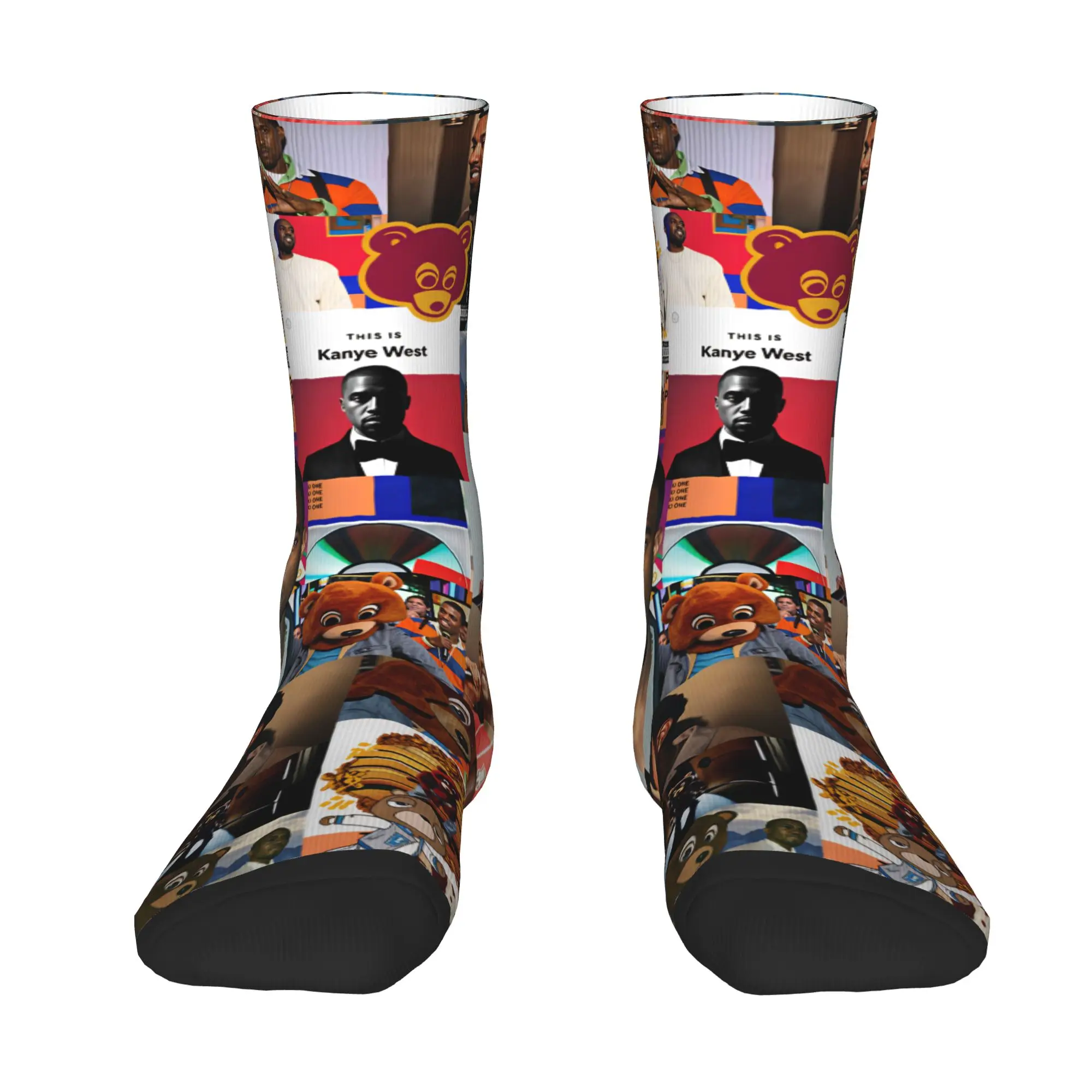 Cute K-Kanye W-West Socks Women Men Warm 3D Printing Rapper Singer Sports Basketball Socks