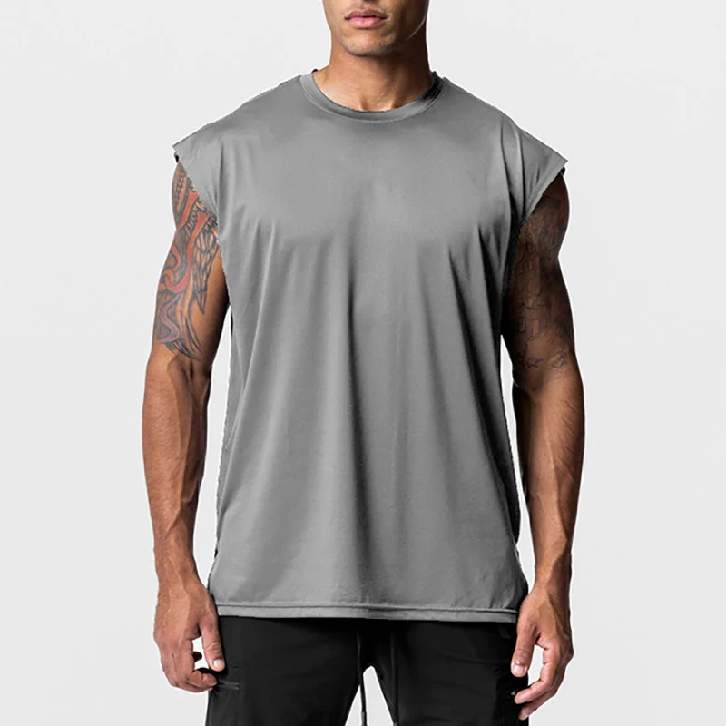 Oversized Gym Clothing Mesh Cut Off Sleeveless Shirt Fitness Tank Top Men Bodybuilding Sportswear Muscle Vests Workout Tanktop