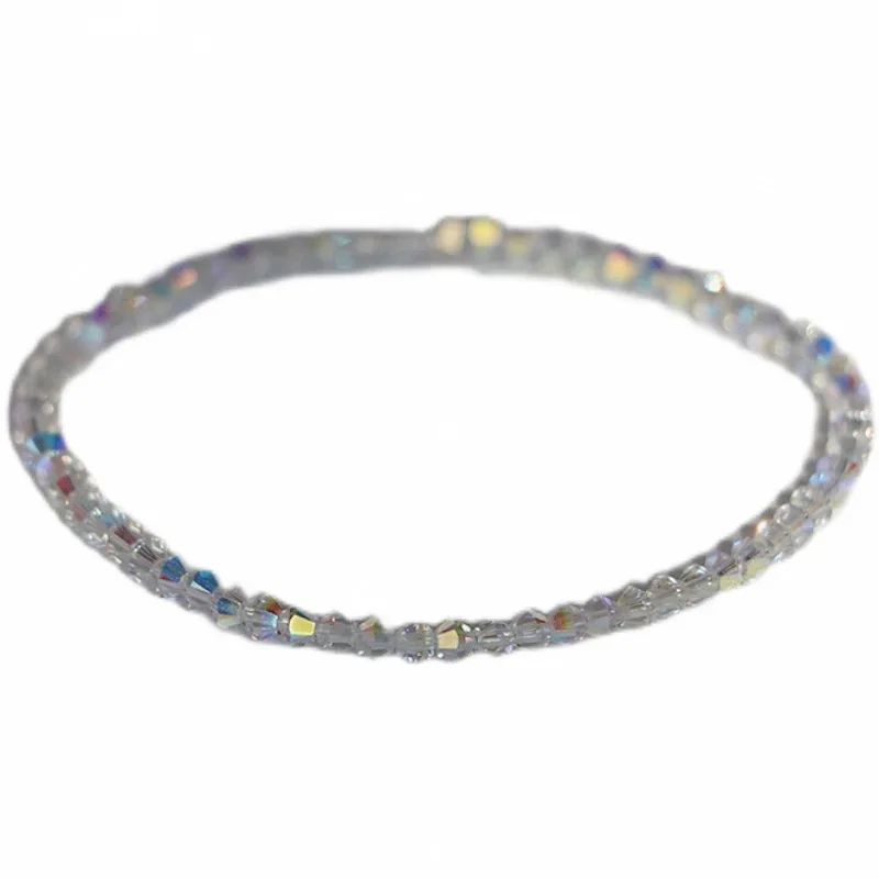 Sparkly Crystal Bracelet: Ultra Shiny Thin Stackable Minimalist Luxury Textured Bracelet, Gifts for Women & Female Students