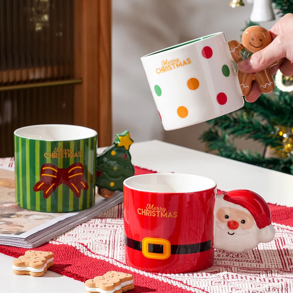 Ins Christmas Santa Claus Ceramic Milk Mug CoffeeChristmas Gift Gingerbread Man Tree