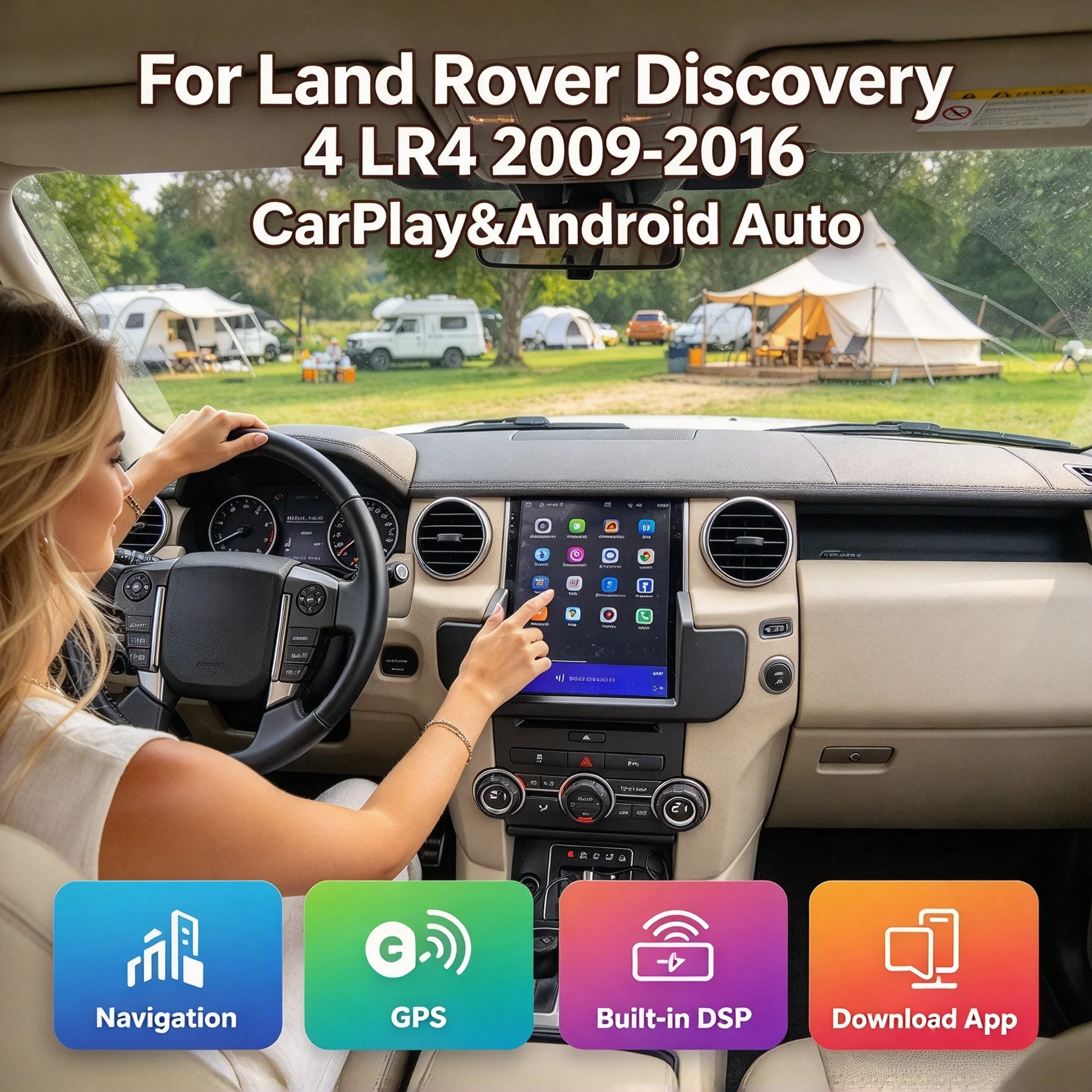 Android 14 Vertical Screen DSP GPS Navigation Car Radio + Climate LCD Screen For Land Rover Discovery 4 LR4 2009-2016 Car Stereo