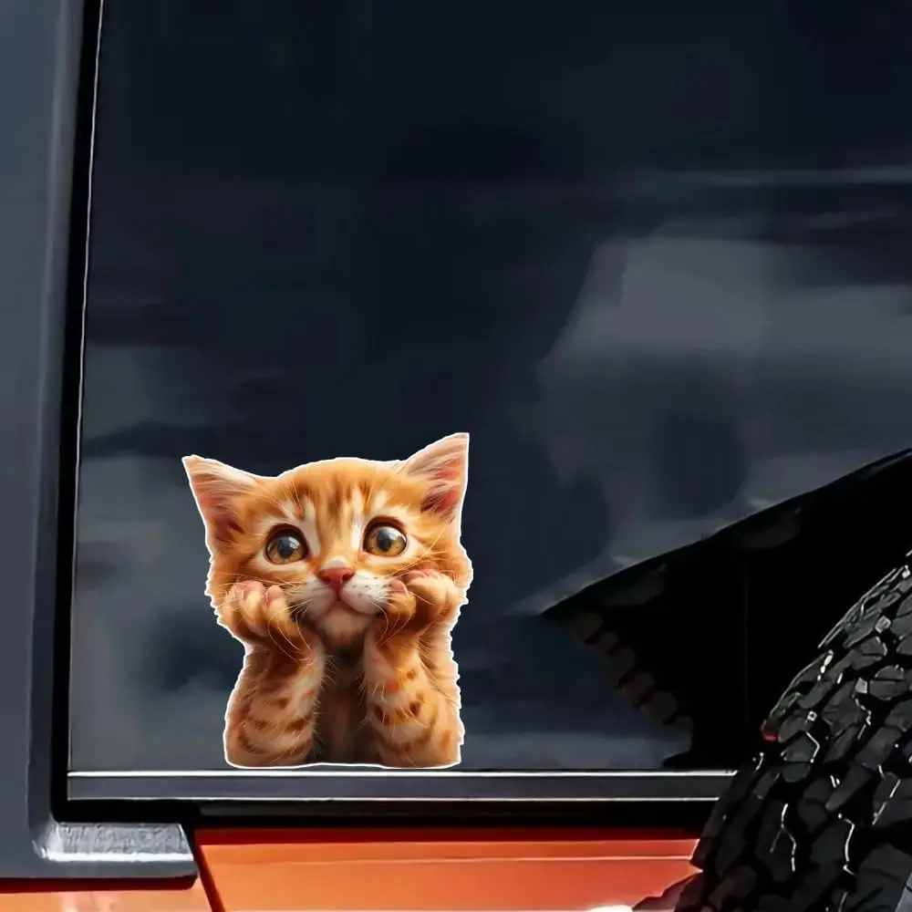 1 قطعة ملصق ممتص الصدمات للسيارة المضحك على شكل قطة التفكير ، ملصق فينيل 6 بوصة ، مقاوم للماء ، قطع قوالب للسيارات والنوافذ وأجهزة الكمبيوتر المحمولة #2