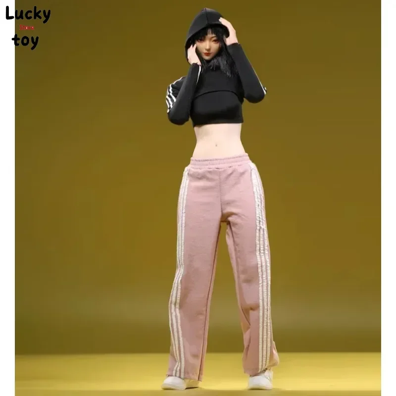 1/6 Scale Female Soldier Casual Sportswear Tight short Hoodie Wide-leg Pants LooseTrousers Model for 12