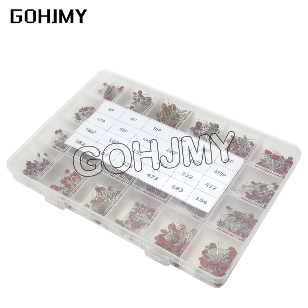 960PCS 24value*40PCS=960PCS 50V Ceramic Capacitor Assorted Kit Assortment Set + Box