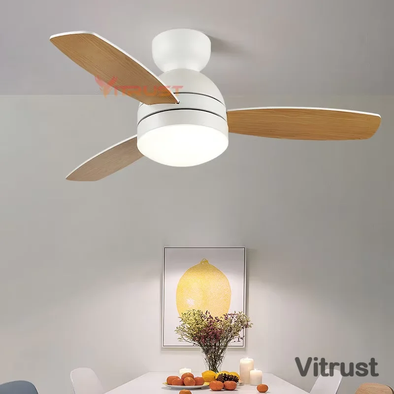 Low Floor Ceiling Fan Lamp with LED Lights and Remote Control Living Room Bedroom Dining Kids Boy Ceiling Fan Ventilador Techo