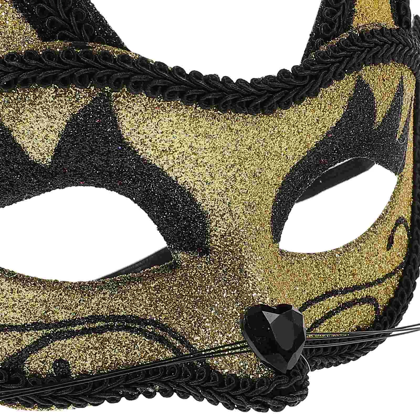 Máscara de Mascarada metálica para Halloween, Carnaval, Pascua, espectáculo, fiesta de lujo, disfraz negro, Gato de plástico