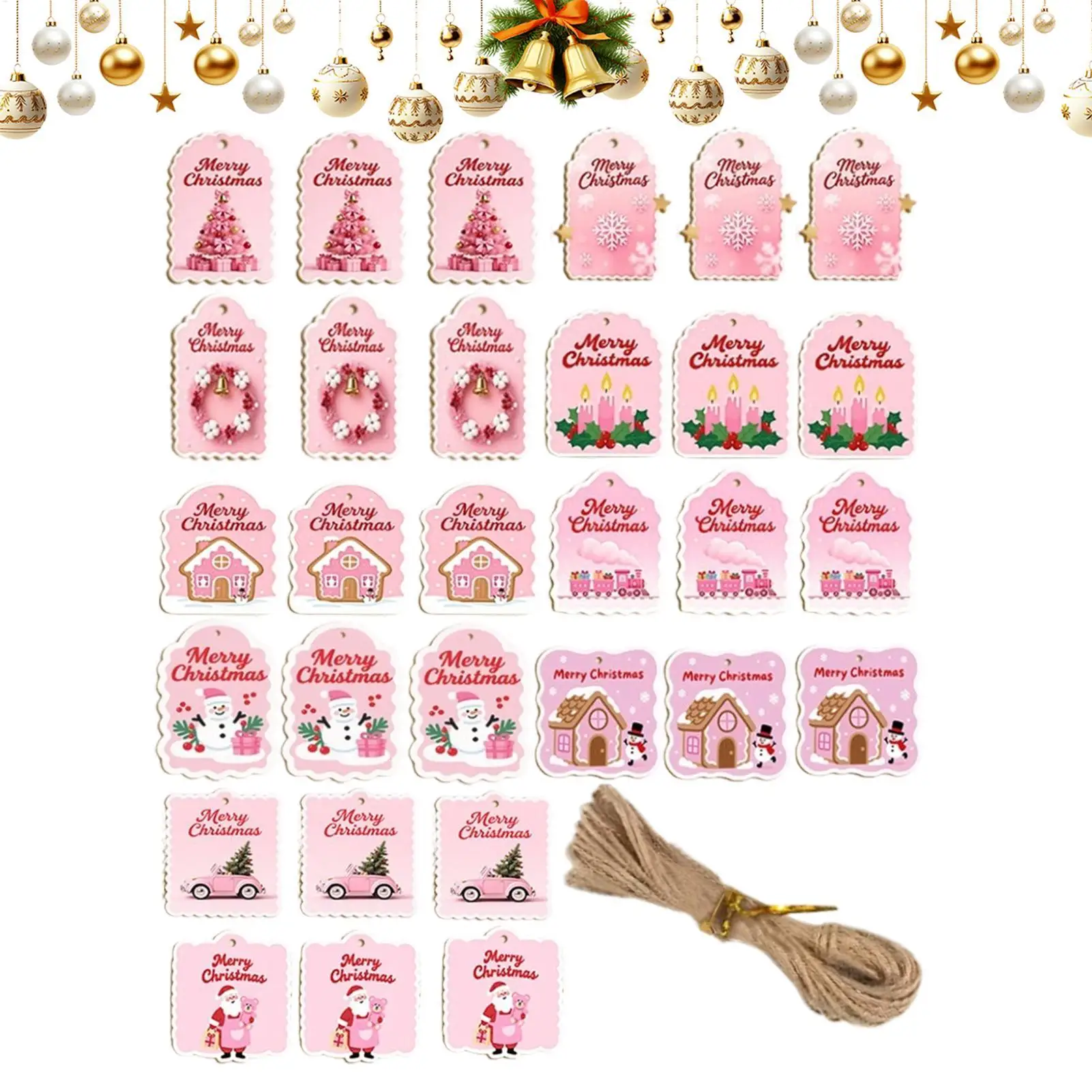 Christmas Tags 30 Pieces Labels Ornaments Wood Tags With String And Holes For Holiday Crafting Birthday Halloween Party Favors