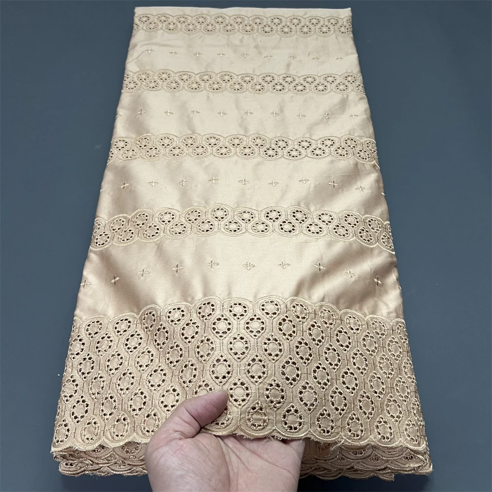 

Новинка 2025 года, африканская кружевная ткань, 5 ярдов, нигерийский тюль, вышитый свадебный материал, мягкий хлопок, дамасский материал для свадебных платьев