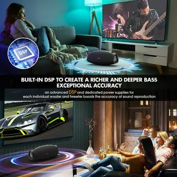 W-KING 70W vodotěsný přenosný hlasitý Bluetooth reproduktor, bezdrátový venkovní boombox subwoofer, trojité pasivní zářiče - hluboké basy 10 nejlepší prodej objem Gigaworks T3 - №9