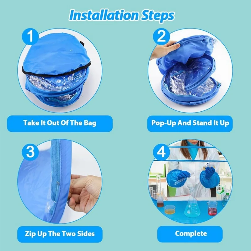 صديقة للبيئة بسهولة تجميعها 79X51X51cm صناديق الهواء لا تزال صندوق القفازات مجموعة معدات نمو الفطر المختبرية