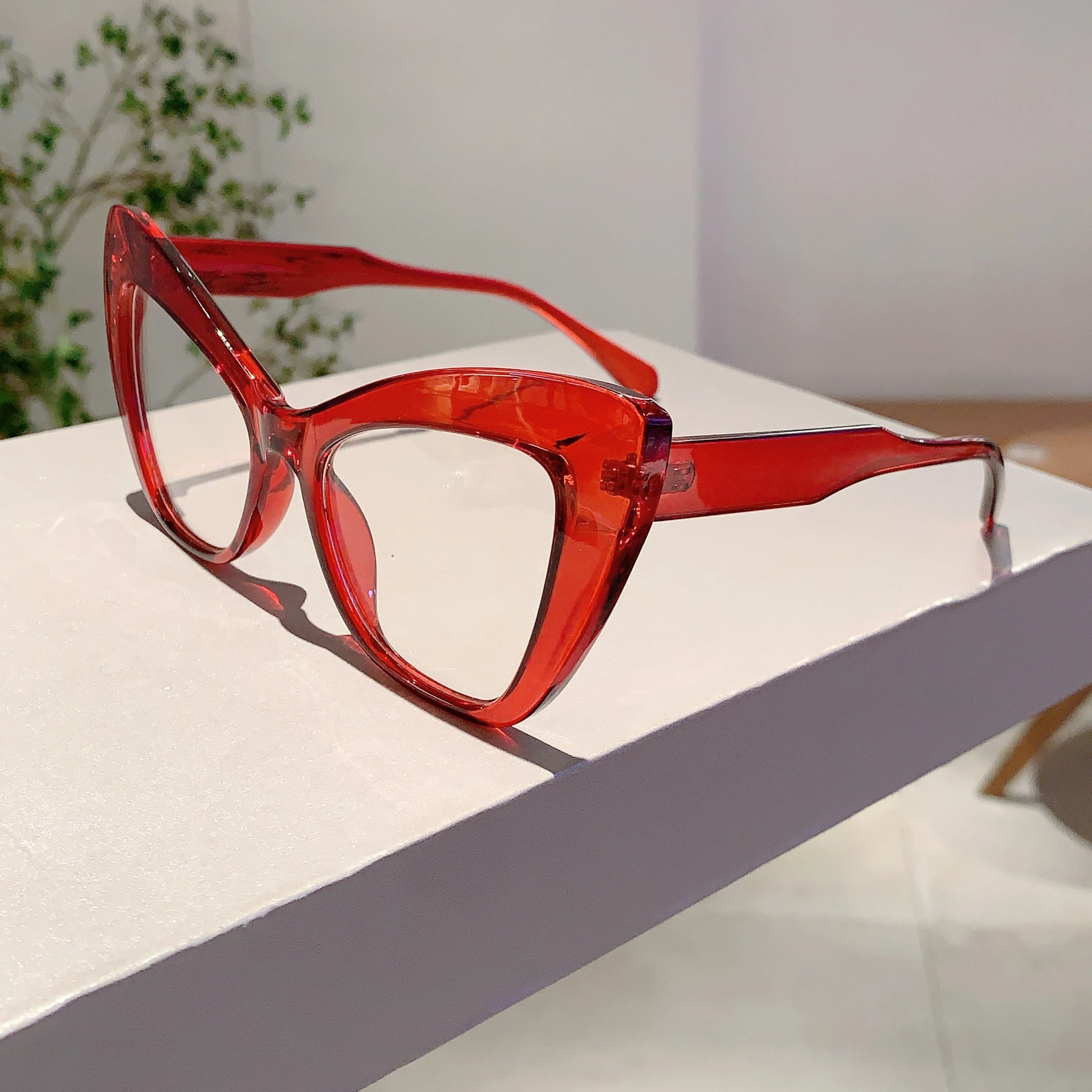 KAMMPT Oversized Cat Eye Glasses Women Stylish Vintage Blue Light Blocking Eyewear Butterfly Shaped Candy Color Rim Eyeglasses