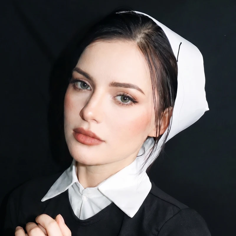 

Nun Medieval Ladies Winged Coif Cap Women's Lolita Hat Colonial Doctors Nurses Cosplay Headwear Medieval Maid Cap White Adult