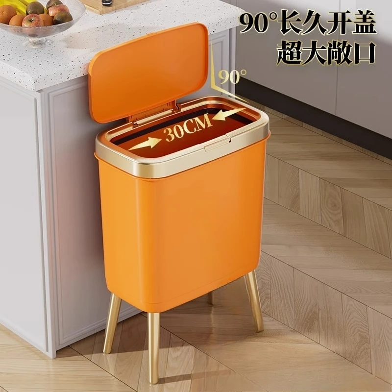 High-legged trash bin, large household kitchen size, large capacity with lid, pop-up lid, creative paper basket