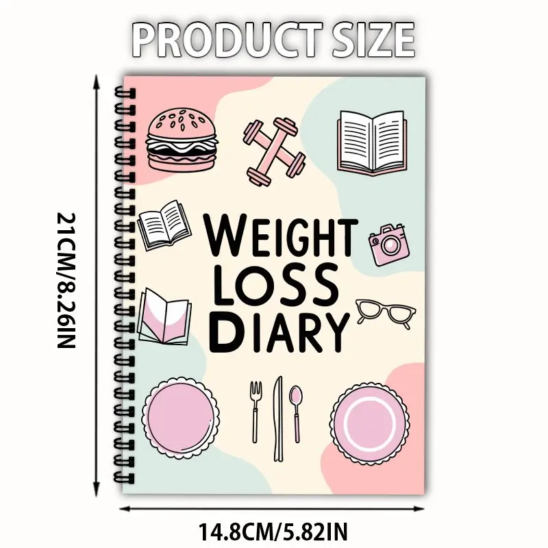 A5 Weight Loss Diary with Minimalist Equipment Design, Daily and Weekly Diet Trackers, Progressive Diet Plans