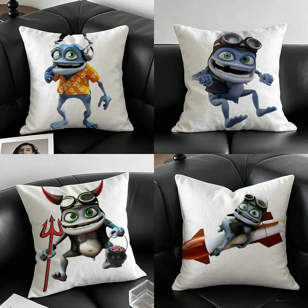 Meme Crazy Frog Cushion Cover Natural Linen Pillowcase Set, All-in-One Decor for Sofa, Bedroom & Chair