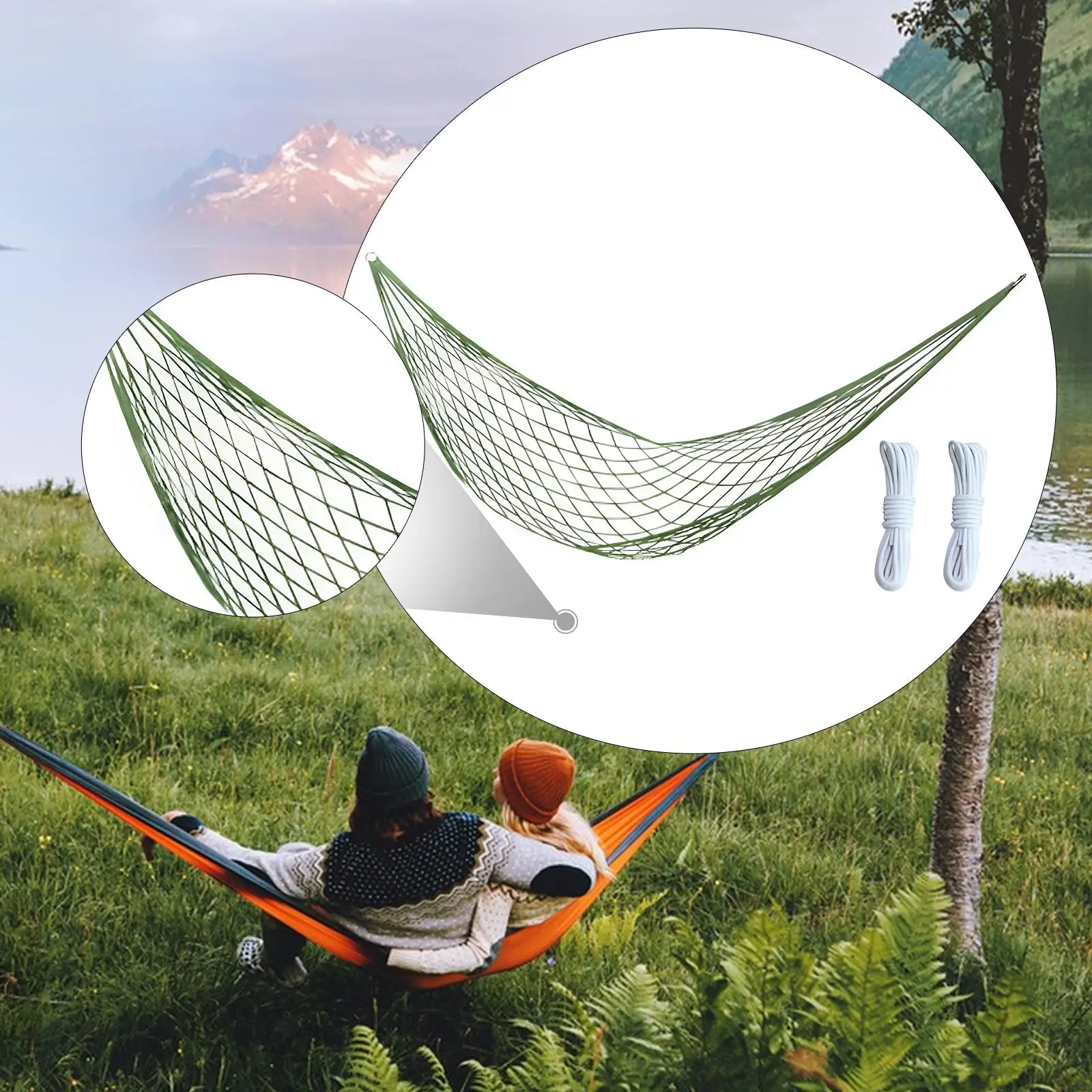

Survival Camping Hammock with Stable Rope Mesh Design Outdoor Portable Hammock for Beach Garden Hiking Travel
