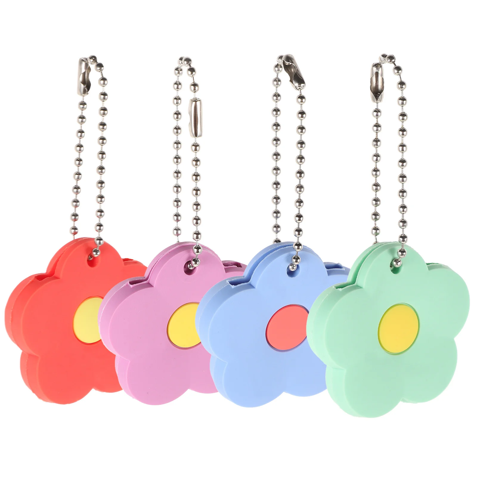 

4pcs Covers Flower Shaped Pvc Key Caps For Keys Colorful Key Identifier Protection Organizer Tags Set Home Use
