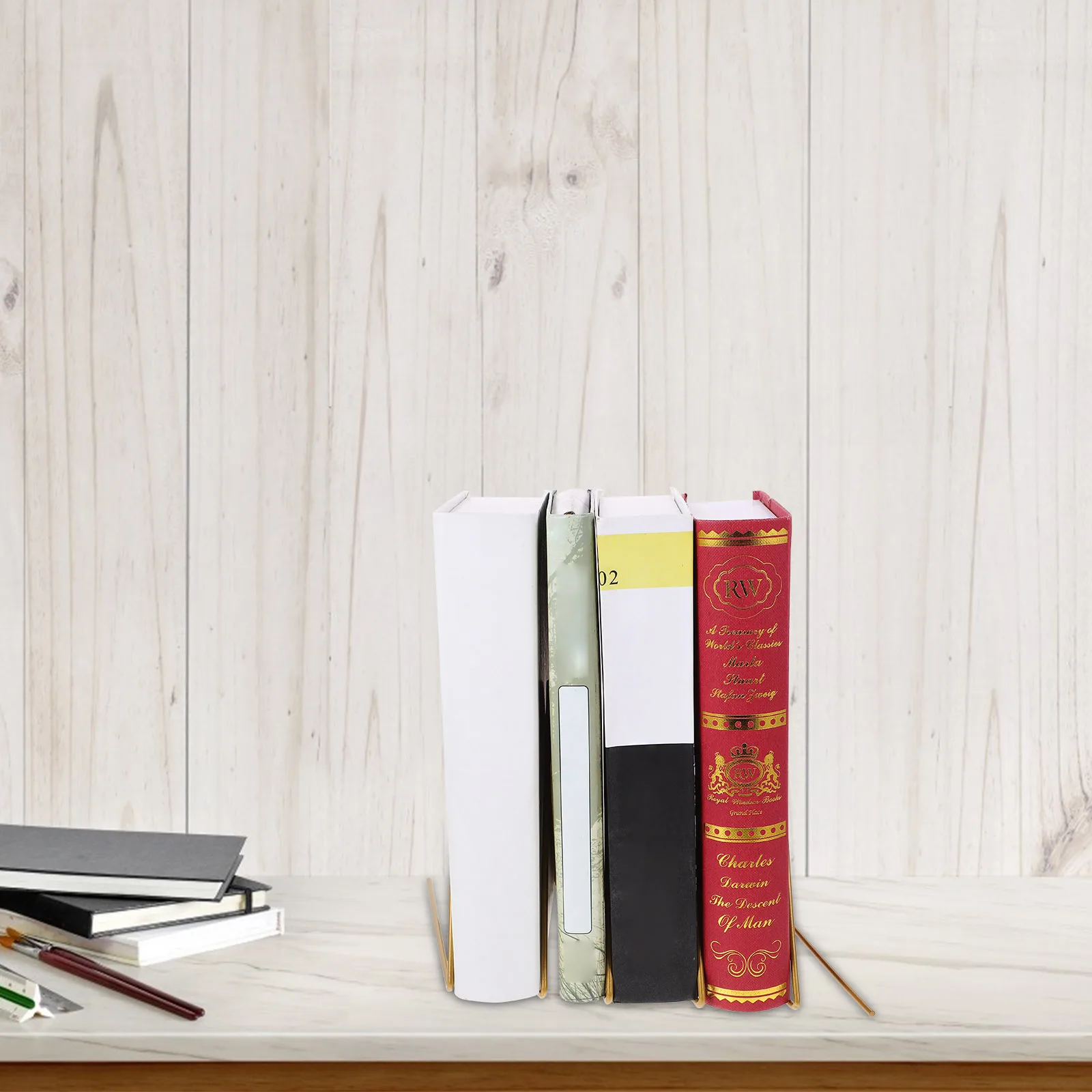 

Desktop Bookshelf Stand Holder Rack Organizer Metal Golden Office