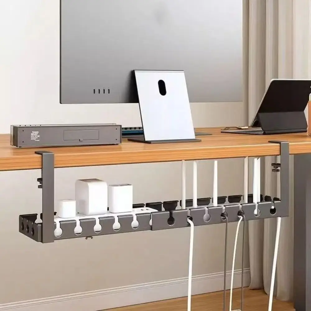 Extendable Under Desk Cable Management Tray No Drilling Sturdy Cable Tray Wire Organizer Adjustable Clamps - view 4