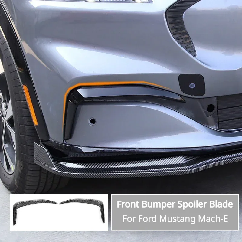 Front Bumper Spoiler Blade for Ford Mustang Mach-E Light Brow Wind Knife Carbon Fiber ABS Decorative Cover Car Modification 2023