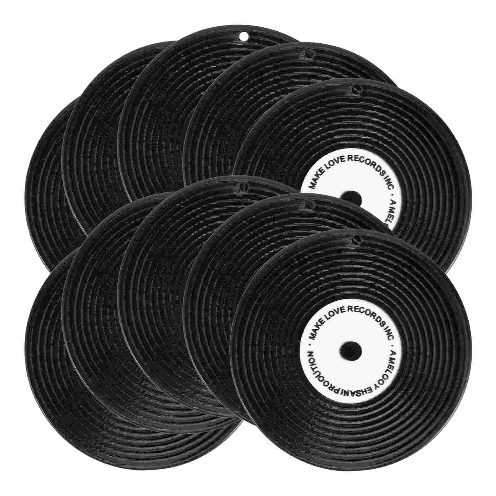 

10 Pcs Acrylic Jewelry Accessories Black Vinyl Disk Charms Pendants Earrings Necklace Bracelet Decorations Novelty