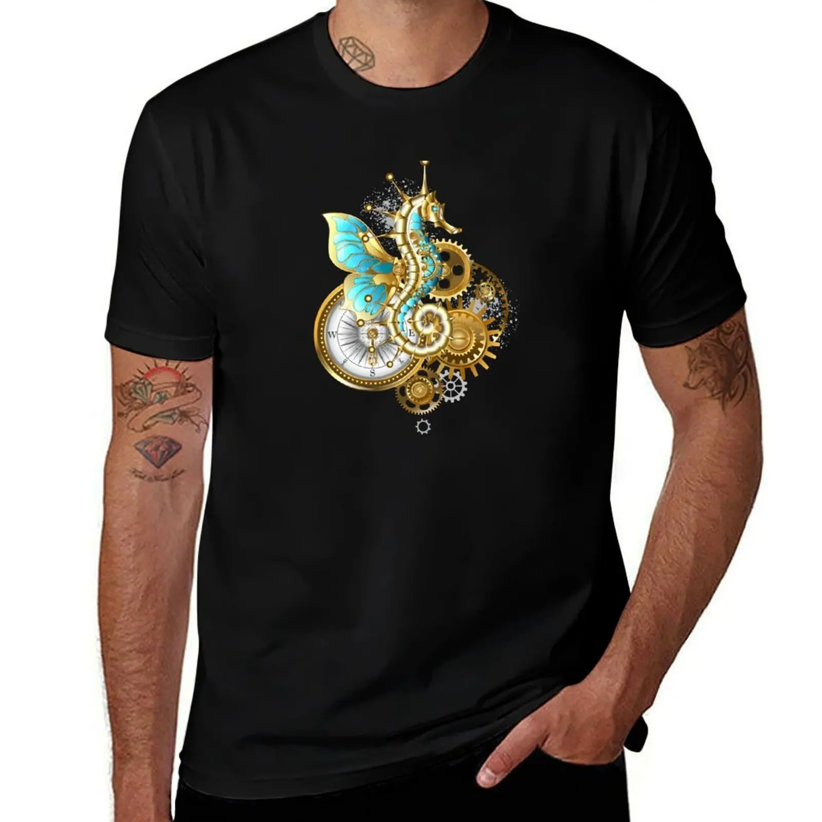Mechanical Seahorse T-Shirt Light Athletic Short Sleeve Tee Shirt T-Shirt