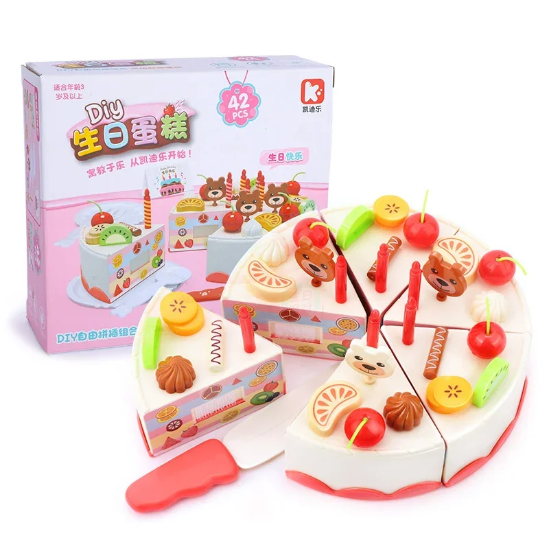 Children's cake: boys and girls aged 1-3 years old, having a good time, kitchen, children's cutting toys, 38 pieces