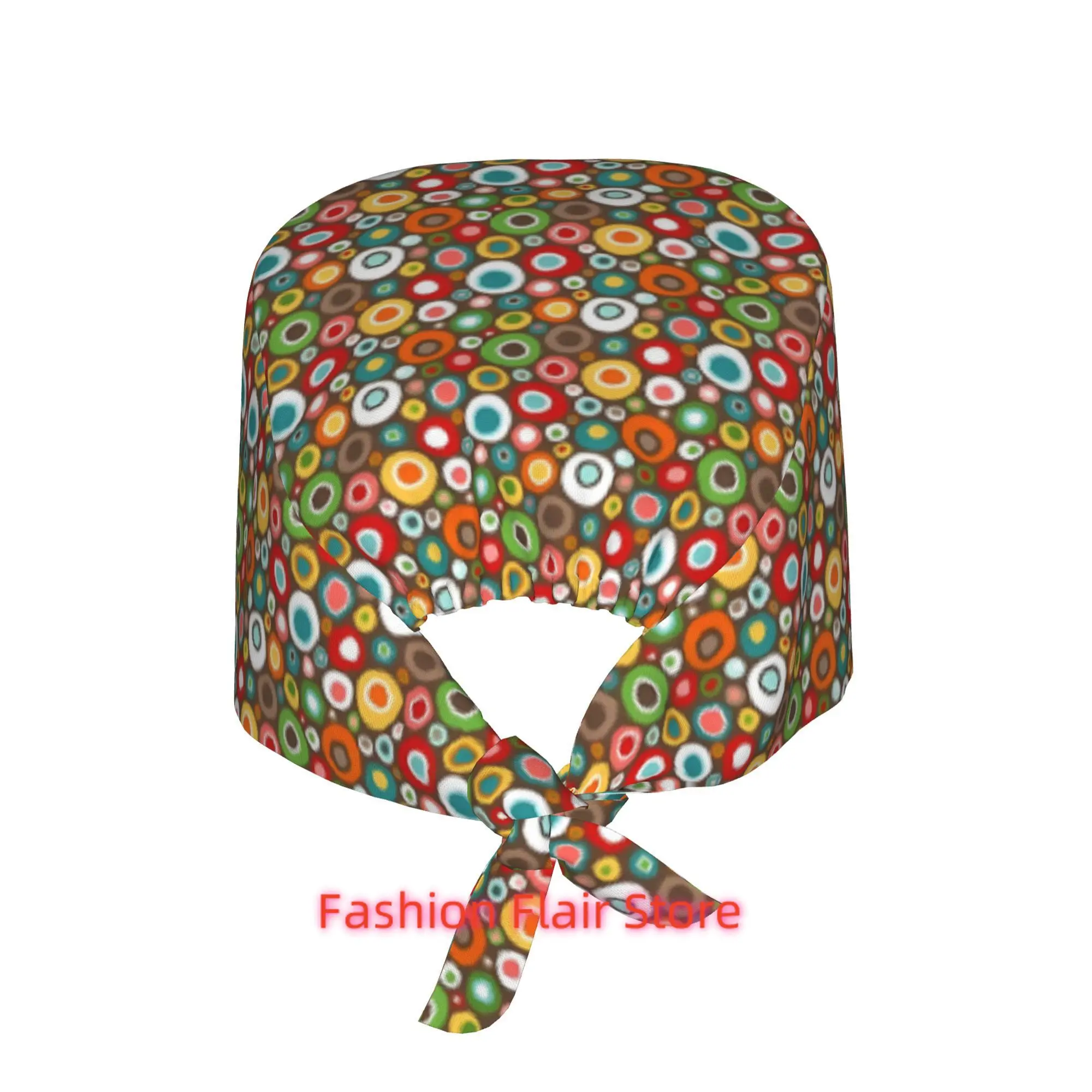 Colorful Mid Century Modern Geometric Abstract Unisex Work Cap Adjustable Lightweight with Lace Up Desig Dust Proof Suitable for