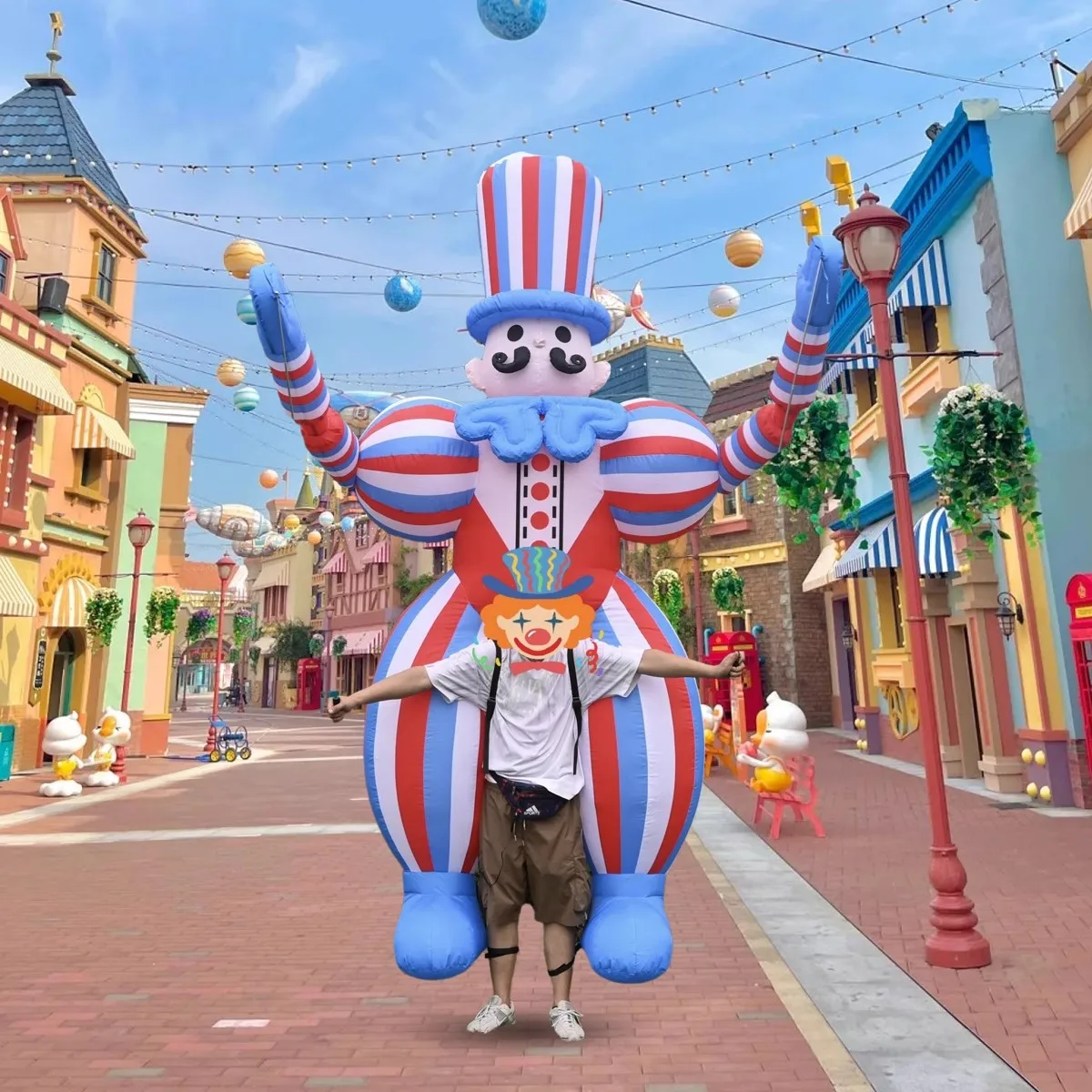 عملاق 3 متر/3.5 متر المشي مهرج نفخ زي ل مول الإعلان تعزيز الدعائم جوكر دمية السيرك الأداء كرنفال Pa