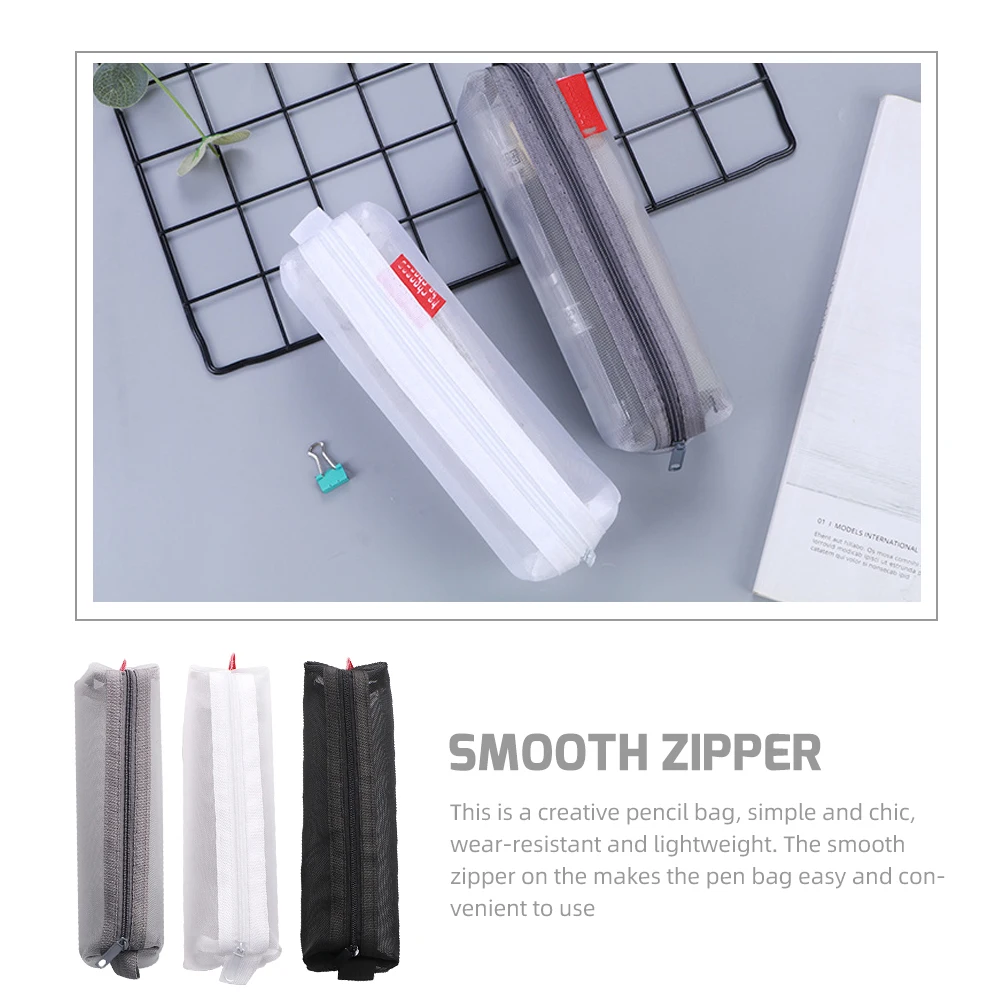 

3 Pcs Zipper Bag Pencil Case Student Storage Cases Nylon Organizer Portable Pencils