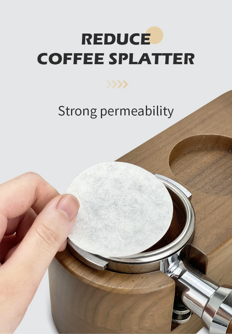 Kaffee Filter Papier Espresso Papier Filter 51mm 53mm 58mm 100 stücke Puck Bildschirm Für Delonghi Breville Siebträger maschine Werkzeuge – Detail 5