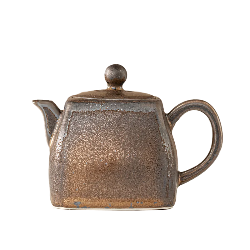 Ceramic Teapot Iron-rust Glaze Single Pot Household Kung Fu Tea Set Retro Brewing Black Tea Pots with Holes Filter Tea