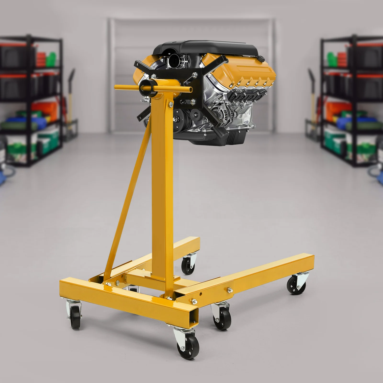 

Foldable Steel Engine Stand with 360° Rotating Hoist Head - Motor Dolly & Mover Jack, 2000 LBS Capacity for Auto Repair