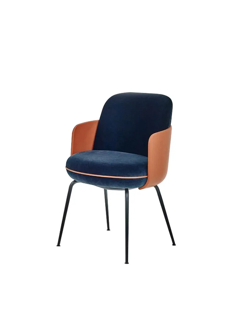 

Modern simple Nordic lightgold Italian home backrest dining table and chairs ins Internet celebrity coffee leisure chair